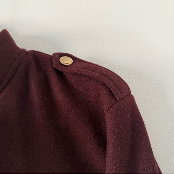 Zara NWOT Burgundy Military-Inspired Utility Women's Jacket with Gold Buttons - Picture 5 of 8